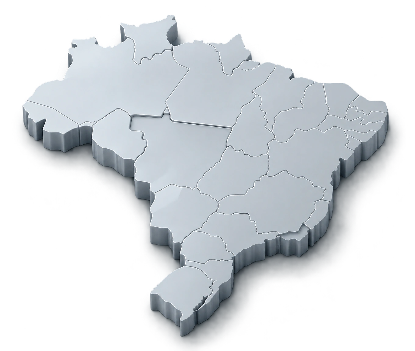 Mapa tridimensional em relevo do Brasil com operações em destaque